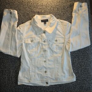 New York & Company White Denim Jacket